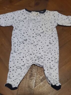 Gerber White Footed One-Piece with Black Star & Moon Motif